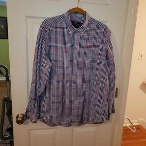 Vineyard Vines Large Slim Fit Whale Shirt Pink and Blue Check